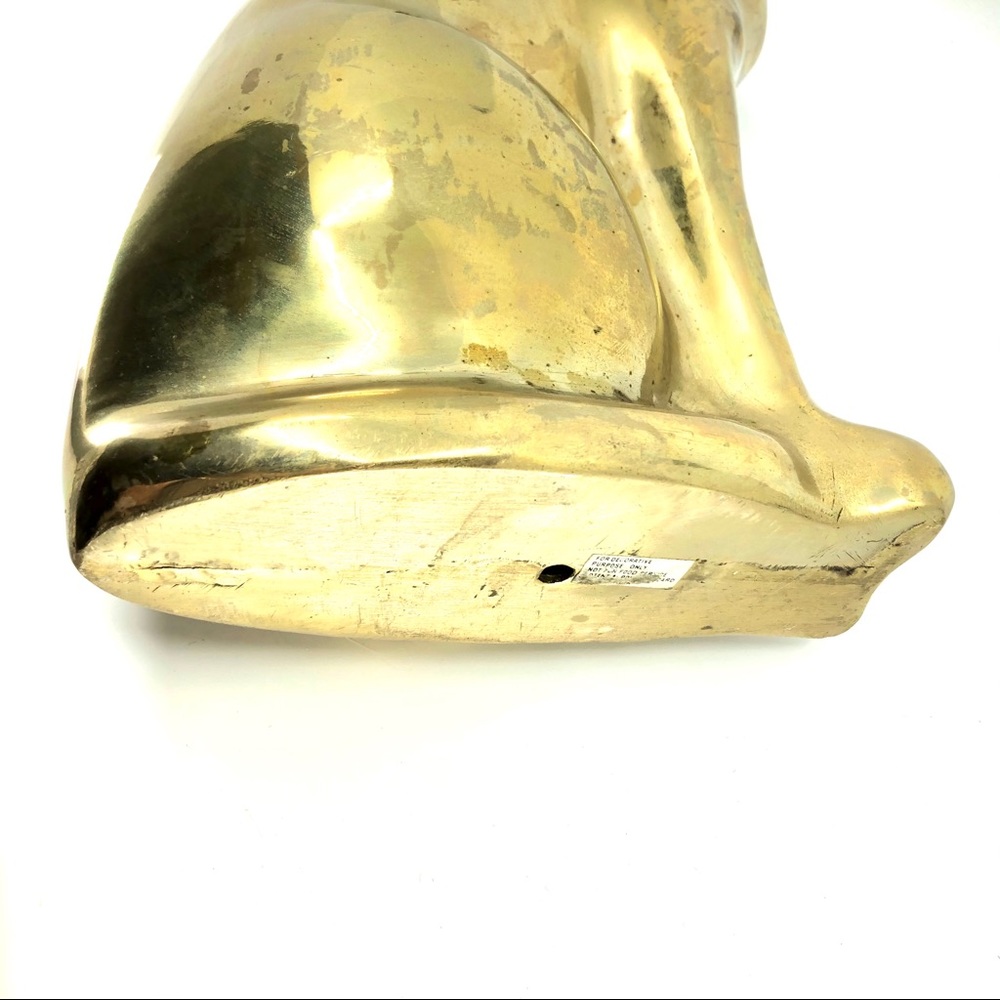 SOLD 60s Solid Brass Cat Statue Mid Century Modern - Picture 9 of 13